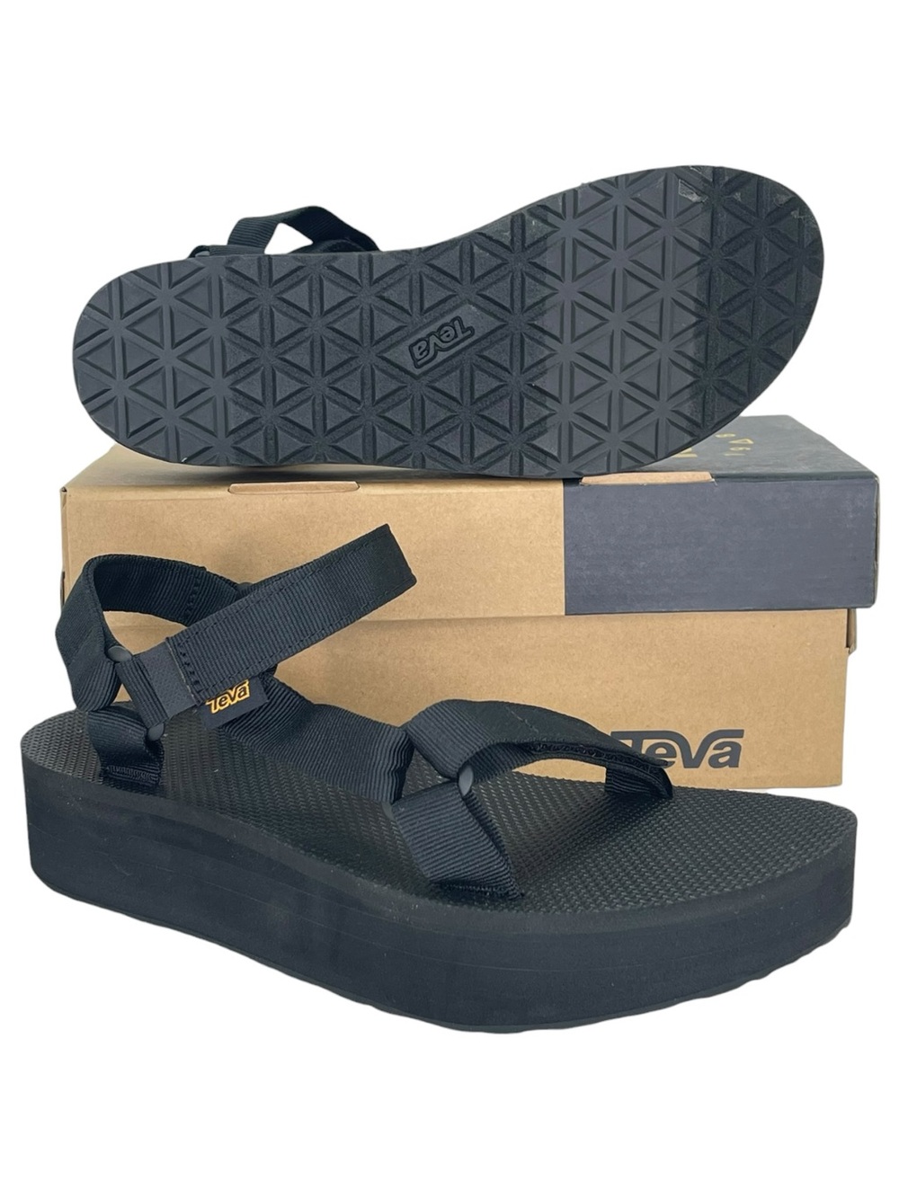 Teva Flatform Universal Black Polyester Womens Slingback Sandals Size 11M